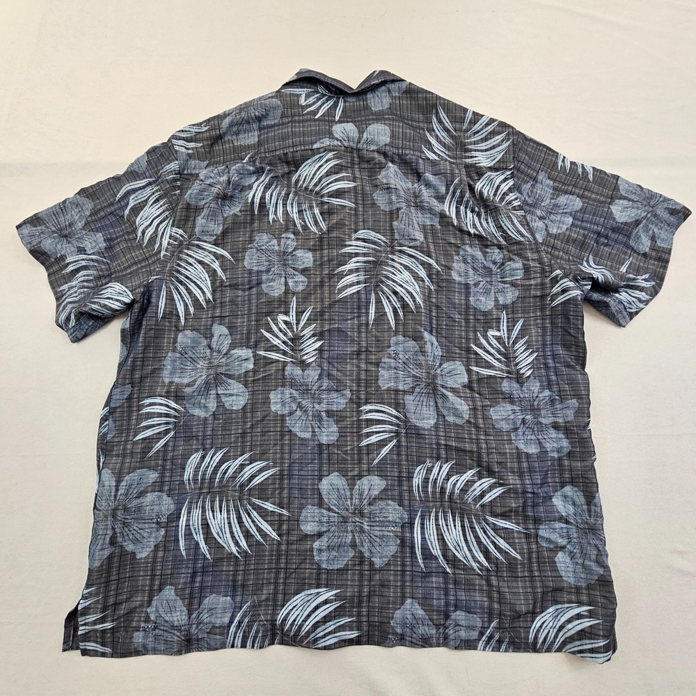 Caribbean Blue Floral Print Short Sleeve Modal Polyester Button-Up Shirt Mens XL - Picture 2 of 8